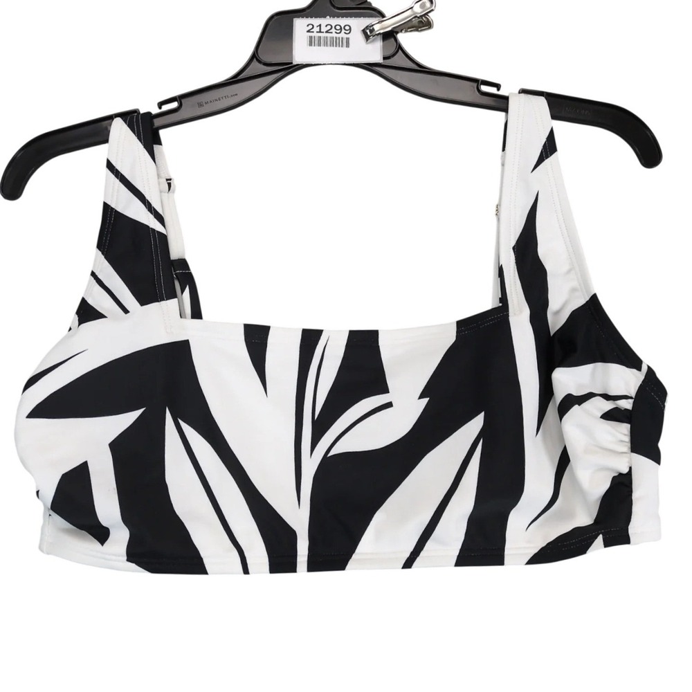 Kona Sol Bikini Top Women's L Black White Tropical Bralette Adjust Straps Beach